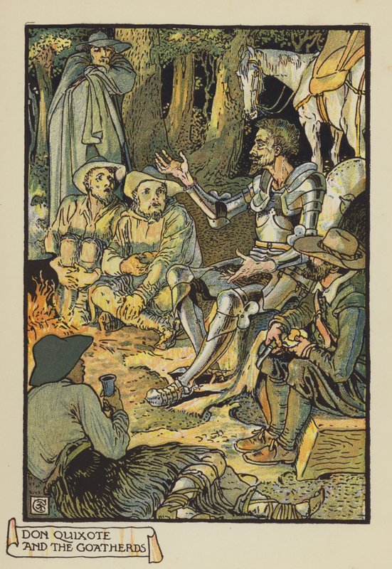 Don Chisciotte e i caprai da after Walter Crane